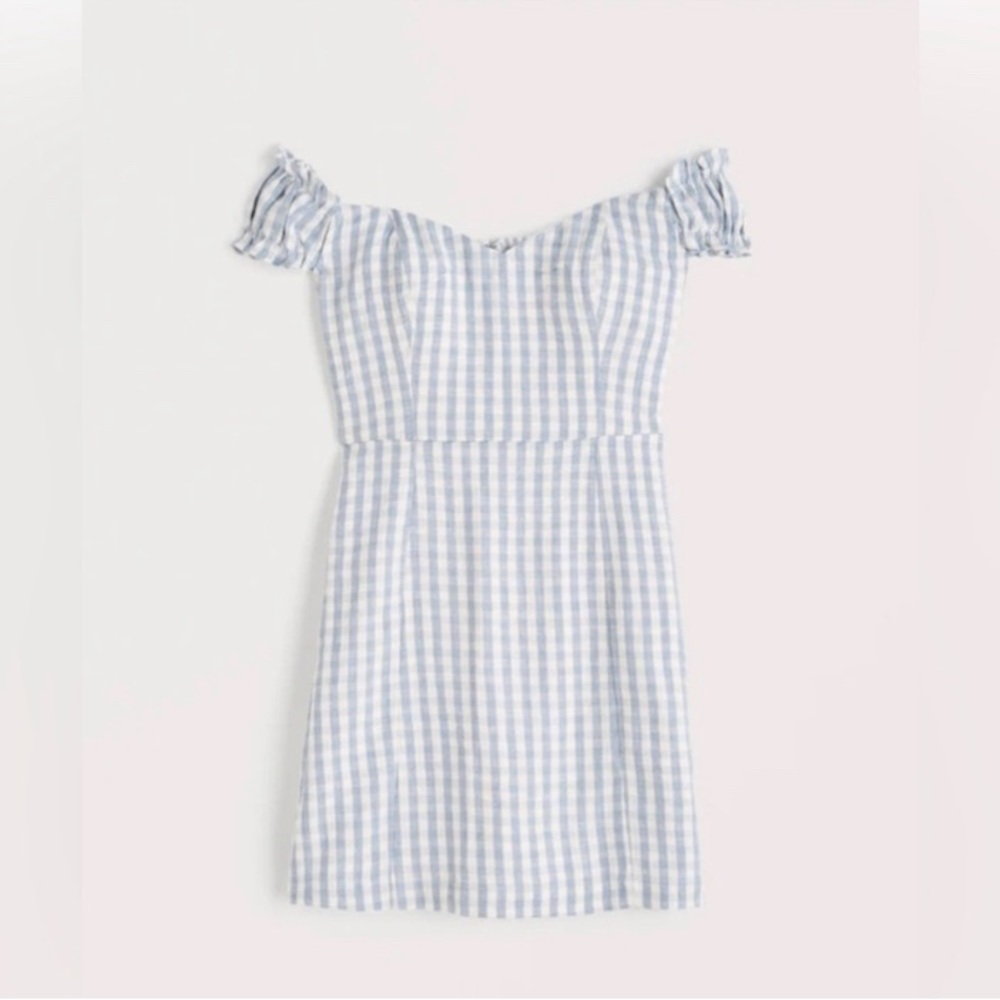 Abercrombie off the shoulder corset gingham mini dress